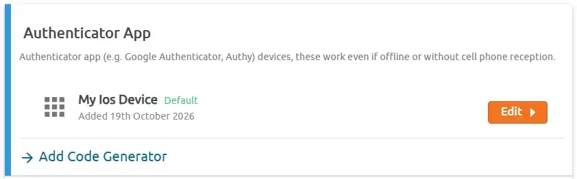 Chaturbate 2-step verification settings showing an authenticator app device